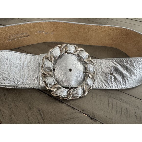 B-Low the Belt Silver Leather Belt - Picture 2 of 4